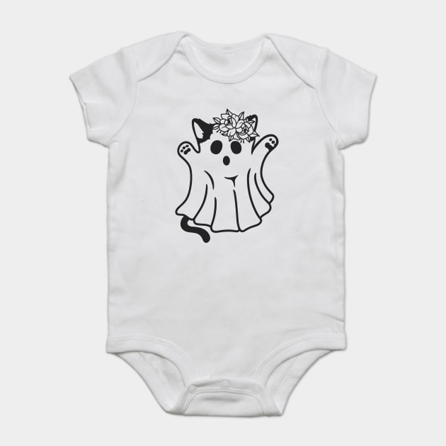 Funny Boo Ghost Cat Halloween Baby Bodysuit by Darksavage